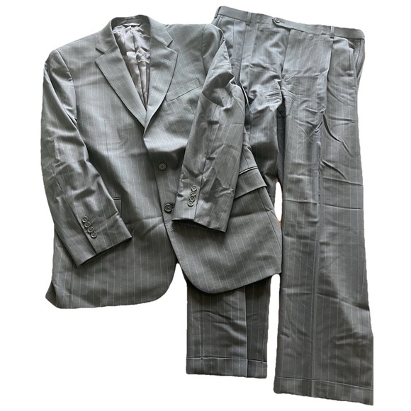 Brooks Brothers Suit Men's 43L Black‎ Pinstripe 2-Piece 38/31 Pants 346 Stretch